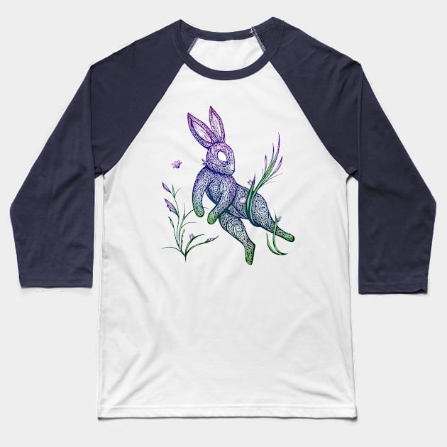 Rabbit Floral Baseball T-Shirt by shaireproductions